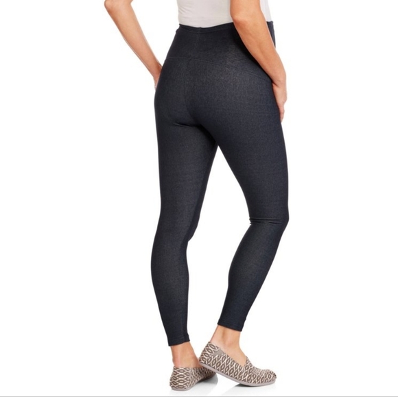 Times Two Maternity Blue Tummy Panel Leggings Size Medium - Picture 2 of 6